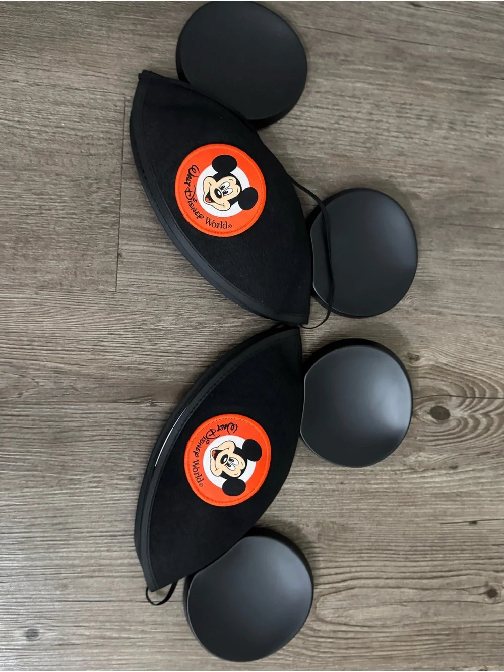 TWO NEW Disney Black Mickey Mouse Club Kids Ear Hat with Red Patch